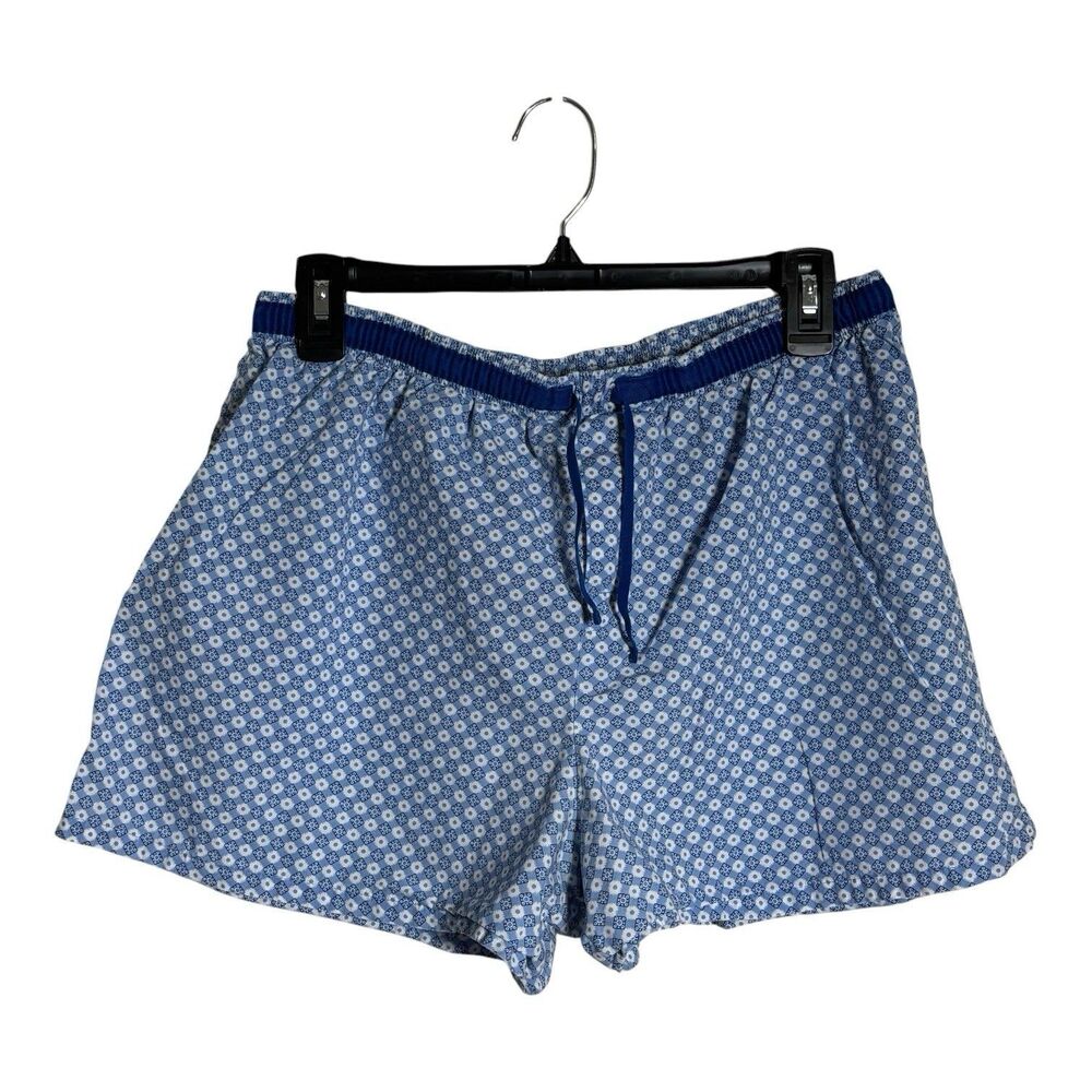 Esprit Women’s Blue Mosaic Print Sleep Lounge Shorts M Retro Y2K Casual Preppy